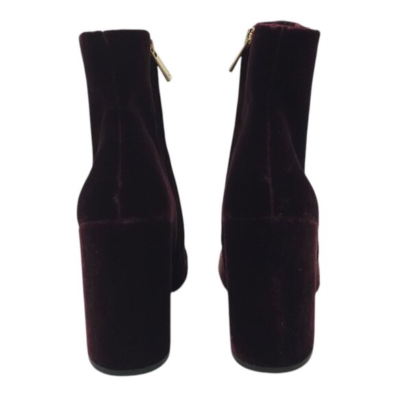 Jessica Simpson Wovella Velvet Embroidered Ankle Boots Women 9 Maroon Wine Block - Picture 4 of 16